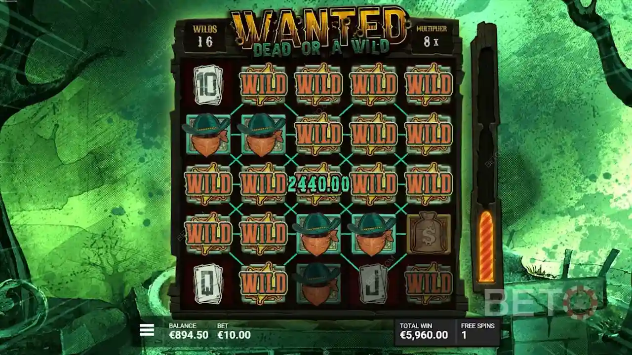 Mecânica do jogo slot Wanted Dead or a Wild
